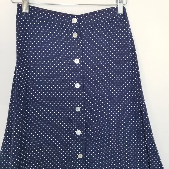 Unbranded Women's Navy Polka Dot Button Up Front A-Line Skirt See Measurements - Picture 2 of 4